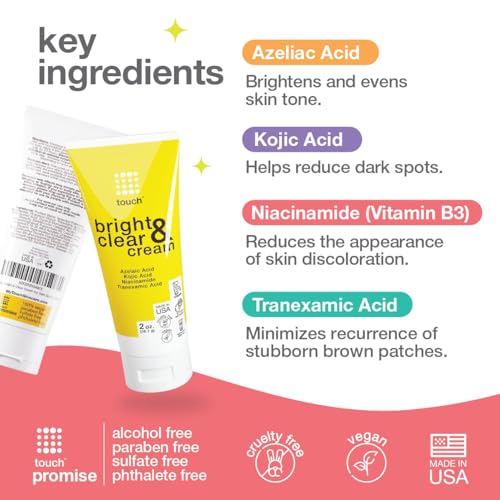 Image 3 of TOUCH Radiance Cream with Niacinamide, Kojic Acid, Tranexamic Acid & Azelaic Acid ? Brightening Face Cream for Uneven Skin Tone ? 2 oz
