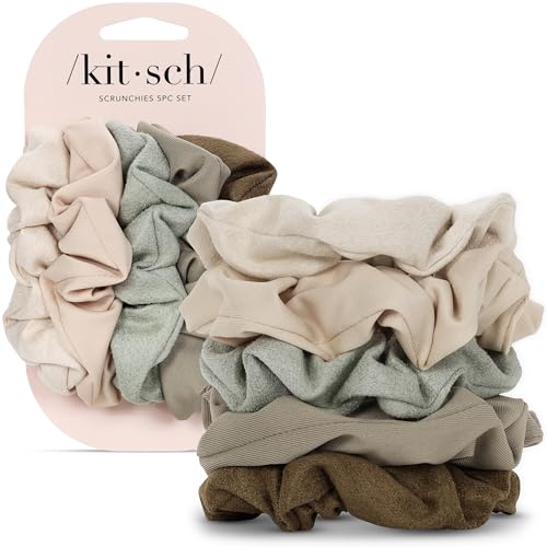 Image 9 of Moss Green for the product Kitsch Satin Scrunchies for Women