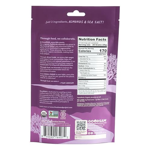 Image 2 of GOODSAM Organic Roasted & Salted Almonds 1.25lbs (2x10z Bags)