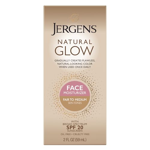 Image 1 of 2 Fl Oz (Pack of 1) for the product Jergens Natural Glow Face Self Tanner Lotion SPF 20, Fair To Medium, 2 oz