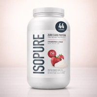 Thumbnail for Isopure Zero Carb 100% Pure Whey Isolate Protein Powder, Gluten Free, With Vitamins, Strawberries & Cream, 25g Protein Per Serving, 3 Lbs, 44 Servings (Packaging May Vary)