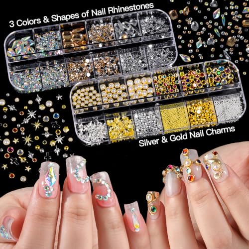 Image 3 of Teenitor Acrylic Nail Kit with Nail Charms Nail Tips Chrome Nail Powder