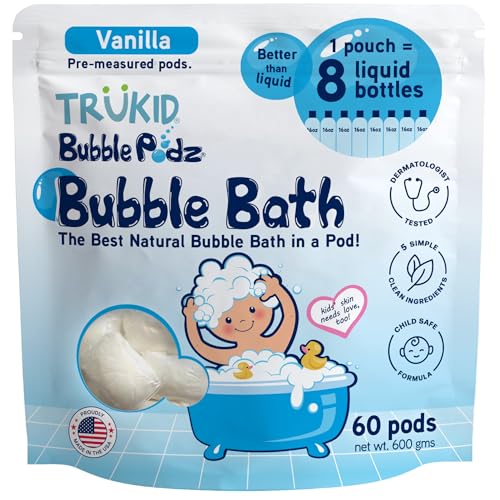Image 19 of Vanilla / 60 Count (Pack of 1) for the product TruKid Bubble Podz Bubble Bath for Kids, Toddlers, & Babies