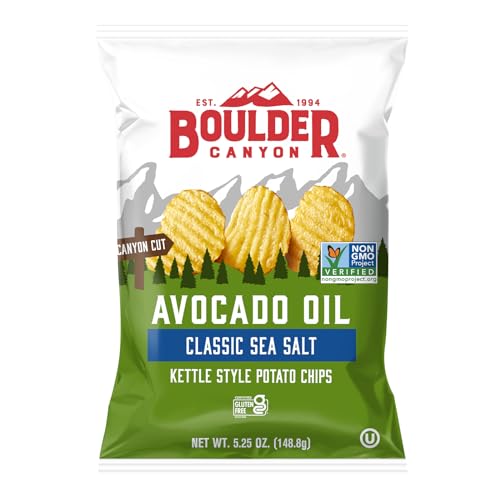 Image 1 of 5.25 Ounce (Pack of 1) for the product Boulder Canyon Avocado Oil Sea Salt Potato Chips, 5.25 oz Bag