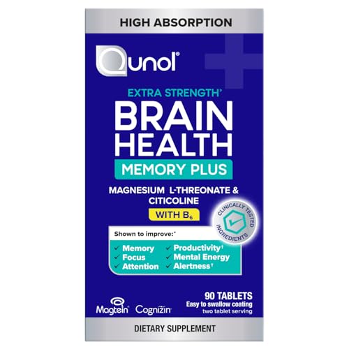 Image 2 of 90 Count (Pack of 1) for the product Qunol Brain Health Memory Plus w/Magtein, Cognizin & Vitamin B6, 60ct
