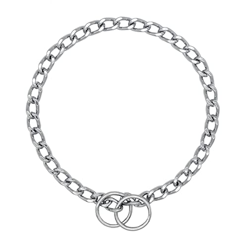 Image 9 of Herm Sprenger Chrome Plated Steel Dog Collar with Short Flat Links Choke Chain Two O-Rings