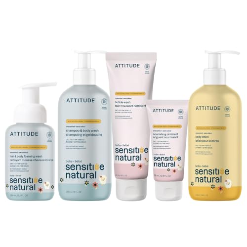 Image 1 of Default Title for the product ATTITUDE Baby Sensitive Skin Bundle, Set of 5, 2-in-1 Shampoos, Bubble Wash, Body Lotion & Protective Ointment