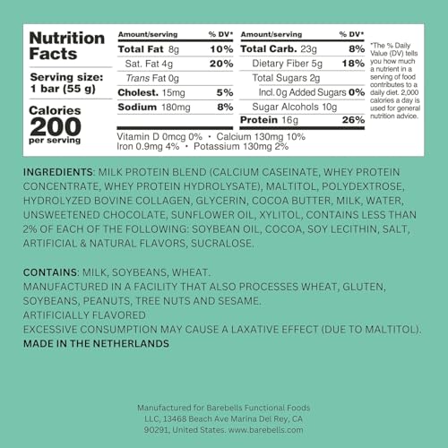Image 2 of BAREBELLS Soft Protein Bars Minty Chocolate, 24-Pack