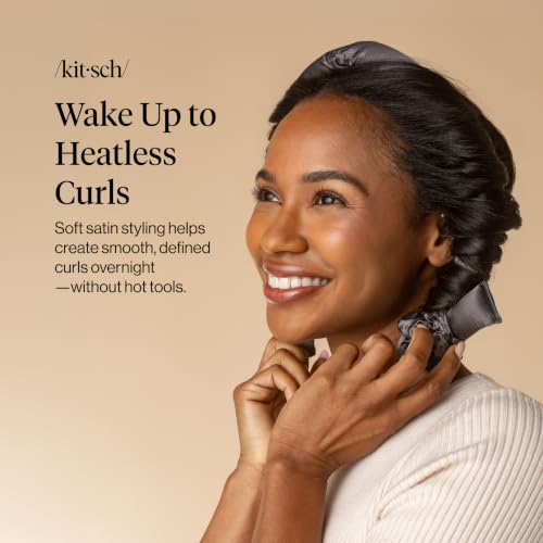 Image 3 of Kitsch Satin Heatless Curls Overnight Set - Charcoal