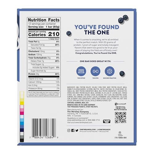 Image 3 of ONE Blueberry Cobbler Protein Bars, 20g Protein, Gluten Free Snacks 12 ct