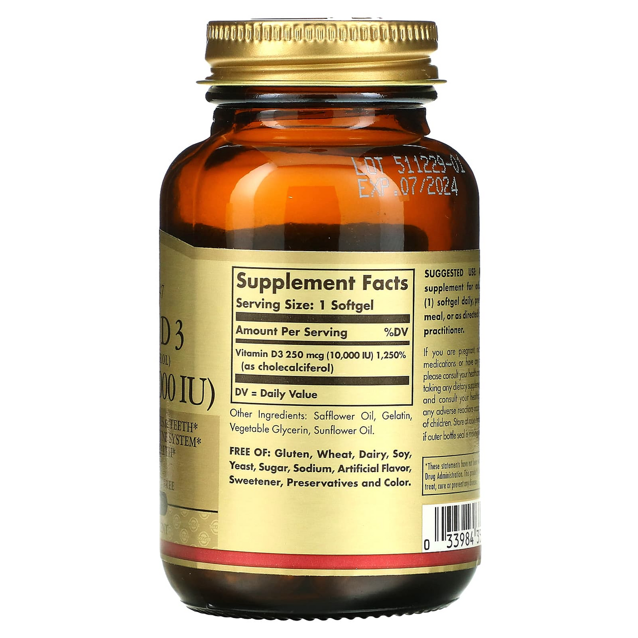 Solgar Vitamin D3 250 mcg (10,000 IU) Softgels