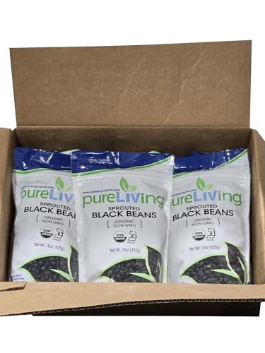 Image 2 of Pure Living Organic Sprouted Black Beans, 6 Packs of 15 oz Each