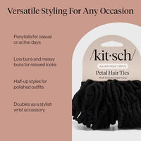Thumbnail for Image 7 of Kitsch Petal Hair Ties No Damage - Black, 10pcs