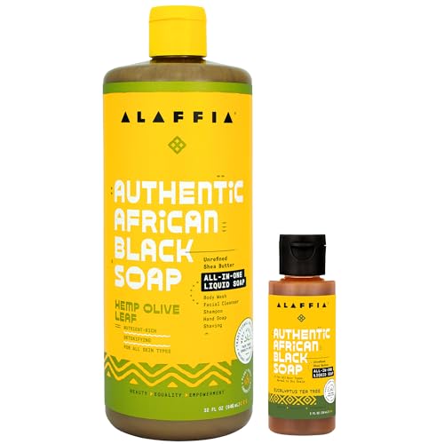 Image 6 of Hemp Olive Leaf / 32 Fl Oz (Pack of 1) for the product Alaffia Authentic African Black Soap