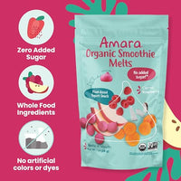 Thumbnail for Image 5 of Amara Smoothie Melts - Carrot Raspberry - Baby Snacks Made With Fruits and Vegetables - Healthy Toddler Snacks For Your Kids Lunch Box - Organic Plant Based Yogurt Melts - 6 Resealable Bags