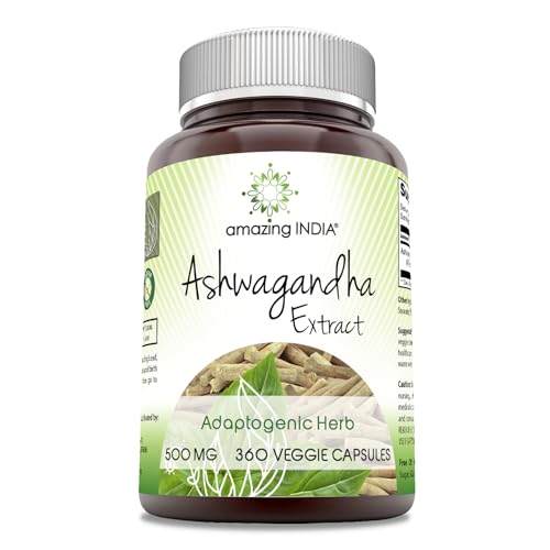 Image 4 of 360 Count for the product Amazing India Ashwagandha Extract Veggie Capsules Supplement
