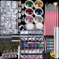 Thumbnail for Image 1 of Default Title for the product Teenitor Acrylic Nail Kit With Chrome Powder, Almond Tips, Art Brushes, Charms, 3D Gel, Tools, Stand - Beginner Set