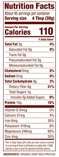Image 7 of Nutiva Organic Cold-Pressed Raw Hemp Seed Protein Powder, 3 Pound