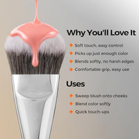 Thumbnail for Image 3 of ALBEAUT Blush Brush, Angled Contoured for Flawless Face Foundation Liquid Cream Cheek Makeup Multitask 202