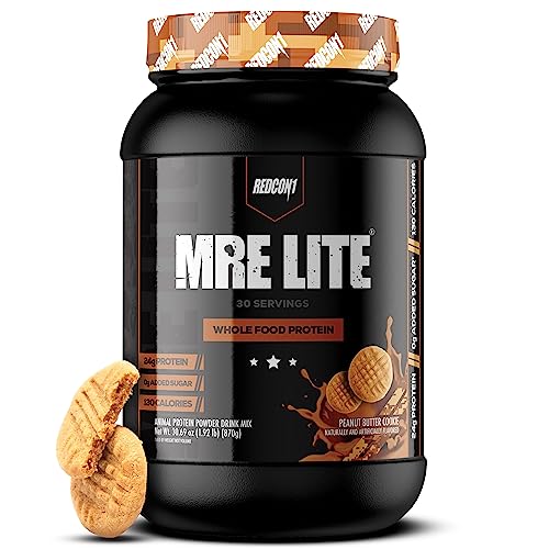 Image 1 of Default Title for the product REDCON1 MRE Lite Whole Food Protein Powder, Peanut Butter Cookie - Low Carb & Whey Free Meal Replacement with Animal Protein Blends - Easy to Digest Supplement Made with MCT Oils (30 Servings)