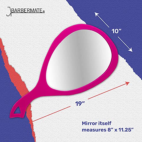 Image 4 of BarberMate Teardrop Mirror, Hand Mirror for Salons and Barbershops, Pink