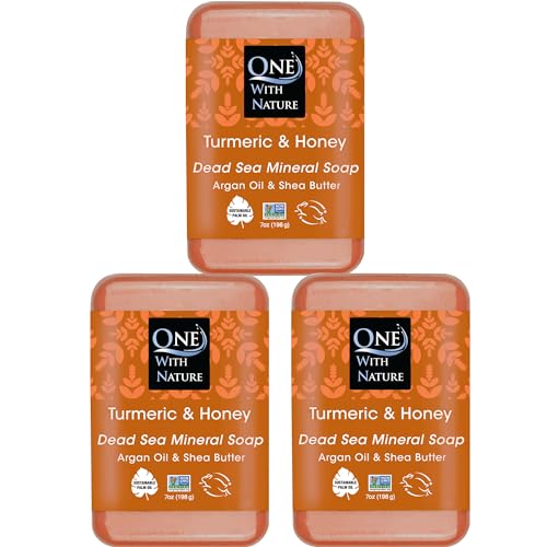 Image 1 of Default Title for the product One With Nature Turmeric Soap Bar with Dead Sea Salt, 7 oz, 3 Pack