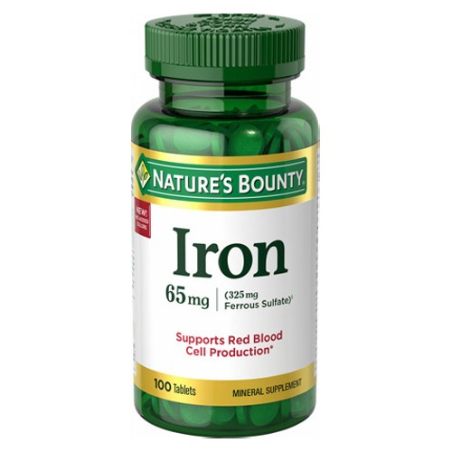 Nature's Bounty Iron Ferrous Sulphate 65 mg 100 Tablets
