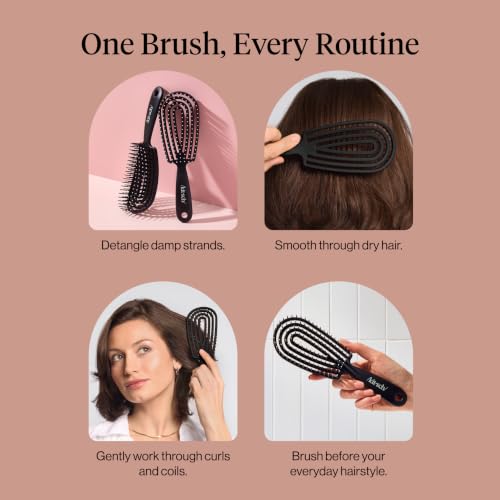 Image 6 of Kitsch Flexi Flow Detangler Brush, Hair Brushes For Women - Black