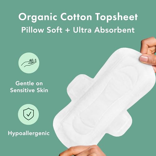 Image 4 of Rael Organic Cotton Cover Sanitary Pads for Women Moderate (Regular, 28 Ct)