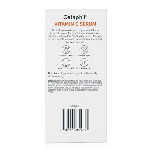 Image 2 of Cetaphil Vitamin C Serum for Dark Spots, Niacinamide, Fragrance Free, 1oz