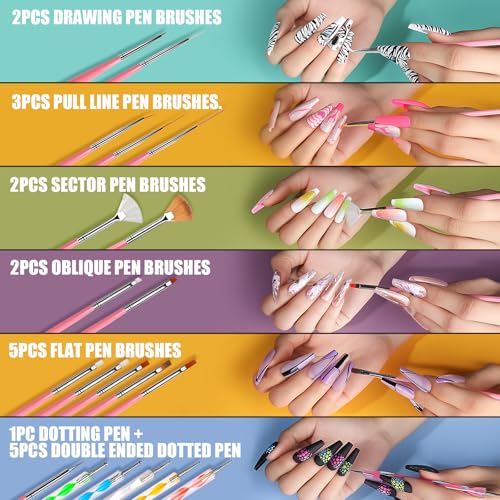 Image 4 of Teenitor Acrylic Nail Kit With Chrome Powder, Almond Tips, Art Brushes, Charms, 3D Gel, Tools, Stand - Beginner Set