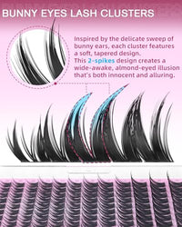 Thumbnail for Image 5 of EYDEVRO Bunny Lash Clusters Manga Eyelash Clusters Wet Look Fairy Wispy Cluster Eyelash Extensions Anime Cluster Lashes 120 Pcs 10-16mm C Curl DIY Lash Extensions