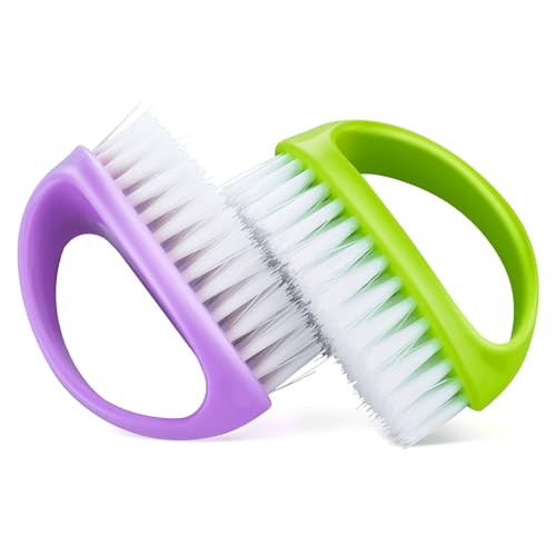 Image 2 of Green, Purple for the product Amaxiu Hand Nail Brushes, 2pcs Grip Clean Heavy Duty Nail Brushes for Cleaning Fingernails Nylon Firm Stiff Bristles Deep Clean Scrubber for Mechanics Gardeners Hand Under Nails Toes