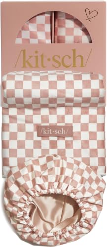 Image 4 of Blush Checkered for the product Kitsch XL Microfiber Hair Towel Wrap for Women