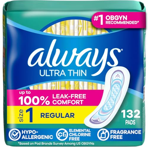 Image 1 of Default Title for the product Always Ultra Thin Feminine Pads Without Wings Size 1 Regular Absorbency Unscented 44 Count x 3