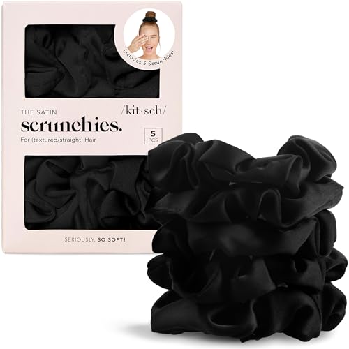 Image 3 of Black for the product Kitsch Satin Scrunchies for Women