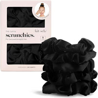 Thumbnail for Image 3 of Black for the product Kitsch Satin Scrunchies for Women