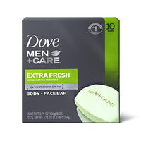 Thumbnail for Image 1 of Default Title for the product Dove Men+Care 3 in 1 Bar To Clean and Hydrate Skin Extra Fresh More Moisturizing Than Bar Soap 3.75 oz 10 Bars