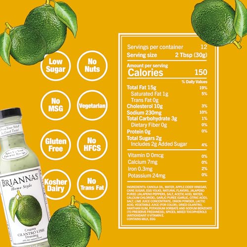 Image 3 of BRIANNAS Home Style Creamy Cilantro Lime Dressing 12 oz. Bottles - 6 Pack