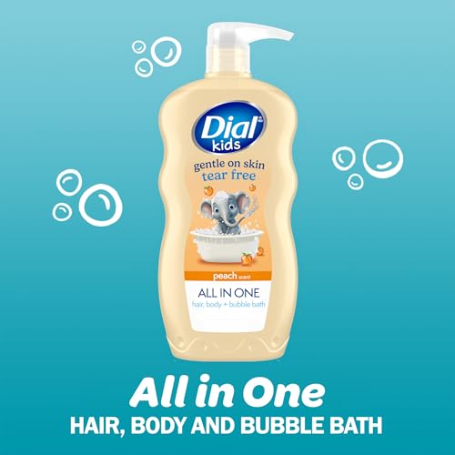 Image 2 of Dial Kids 3-in-1 Body + Hair + Bubble Bath, Peach, 24 Fl Oz, 4-Pack