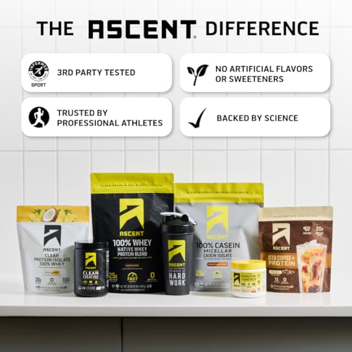 Image 6 of Ascent 100% Whey Protein Powder, Vanilla Bean, 2 lb, Daily Protein