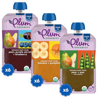 Thumbnail for Image 1 of Default Title for the product Plum Organics 6 Months Baby Food Variety Pack, 3 Flavors, 4 oz, 18 Pack