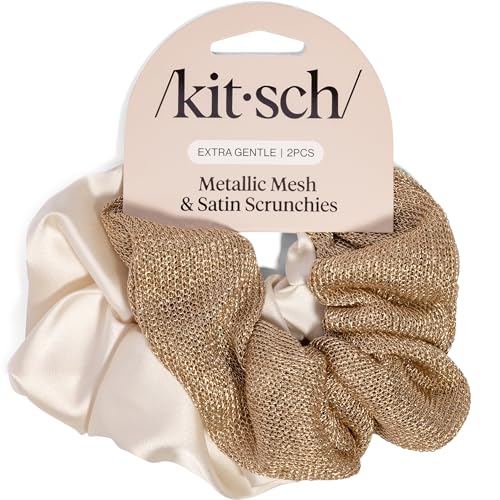 Image 24 of Cream & Gold for the product Kitsch Satin Scrunchies for Women