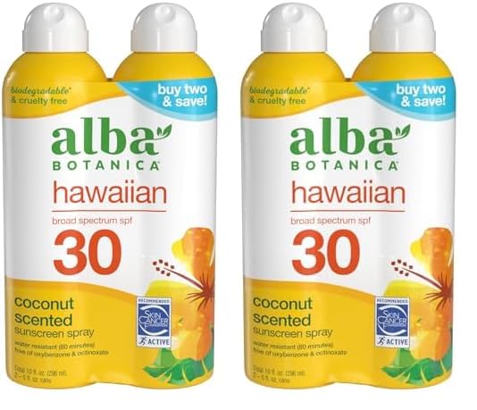 Image 1 of Default Title for the product Alba Botanica Hawaiian Coconut Sunscreen Spray Broad Spectrum SPF 30 5 fl oz Pack of 4