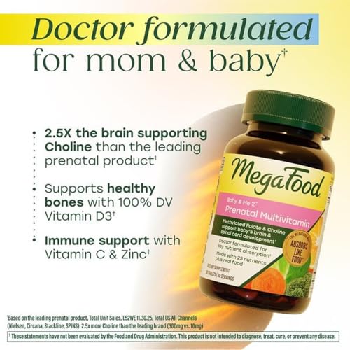 Image 6 of MegaFood Baby & Me 2 Prenatal Vitamins, Doctor Formulated, 60 Tablets