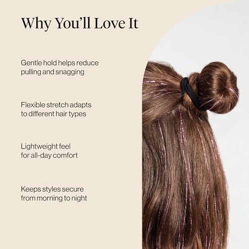 Image 3 of Kitsch Elastic Hair Ties No Damage | Stretchable Hair Bands - Black, 20pcs
