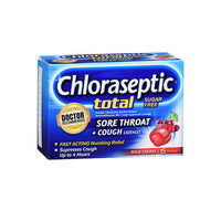 Thumbnail for Chloraseptic Total Sore Throat Plus Cough Lozenges Sugar Free Wild Cherry 15 Each