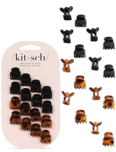 Image 1 of Default Title for the product Kitsch Mini Hair Clips for Women - Tortoise & Black, 16 Pcs