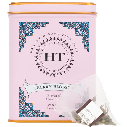 Image 2 of Harney & Sons HT Cherry Blossom Green Tea, 20 Sachets in Tin
