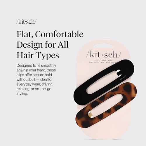 Image 2 of Kitsch Flat Hair Clips for Women - Black & Tortoise, 2pc